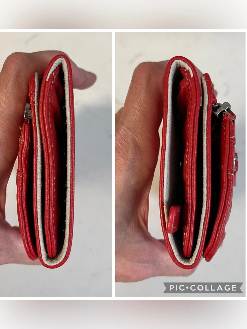 Levenger Red Leather Folded Travel Snap Trifold Jewelry Roll Case - Tech Case